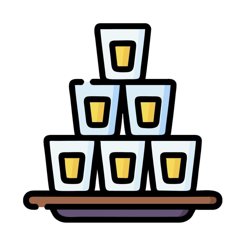 a stack of shot glasses on a tray vector