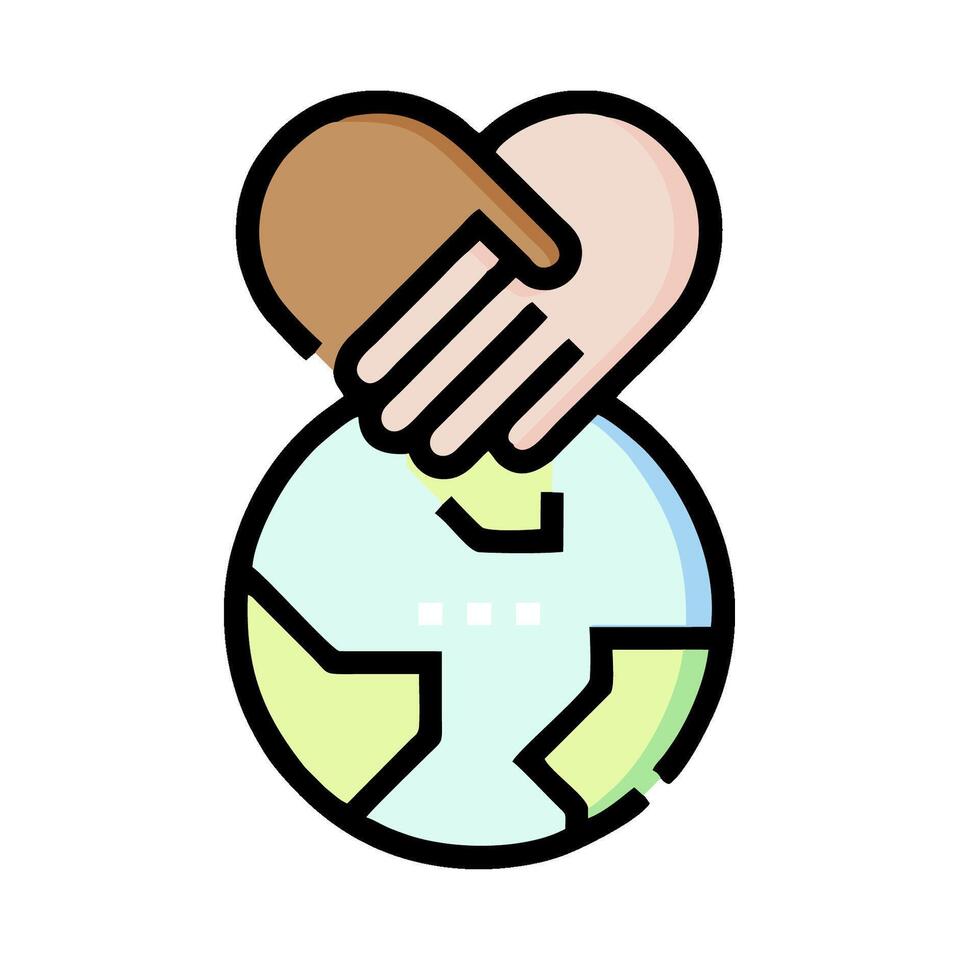 two hands holding a globe and holding hands vector