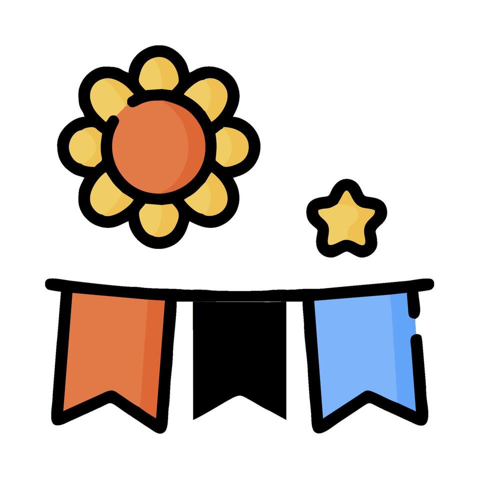a sunflower and a star on a bunting vector
