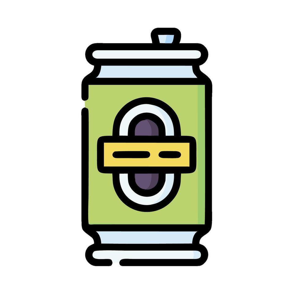 a can of soda with a yellow and green lid vector