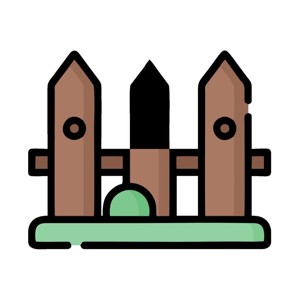 a cartoon illustration of a fence with two towers vector