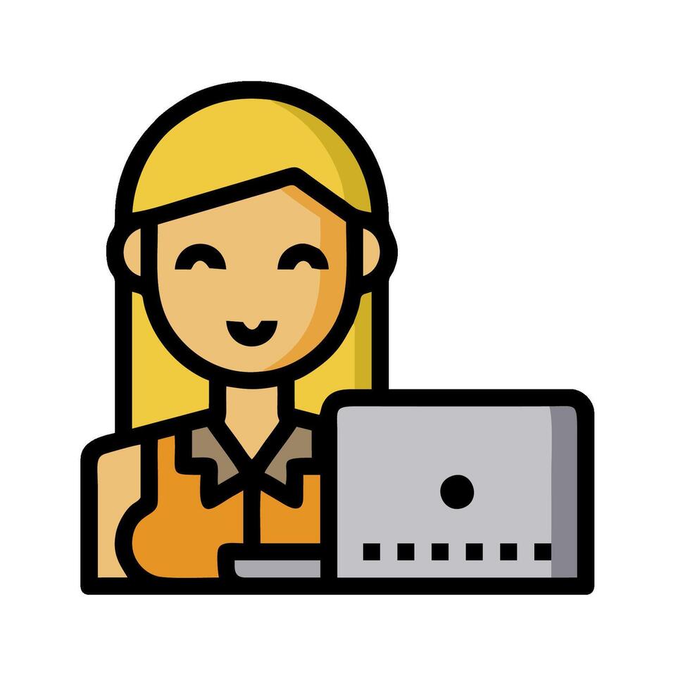 a woman with a laptop on her desk vector
