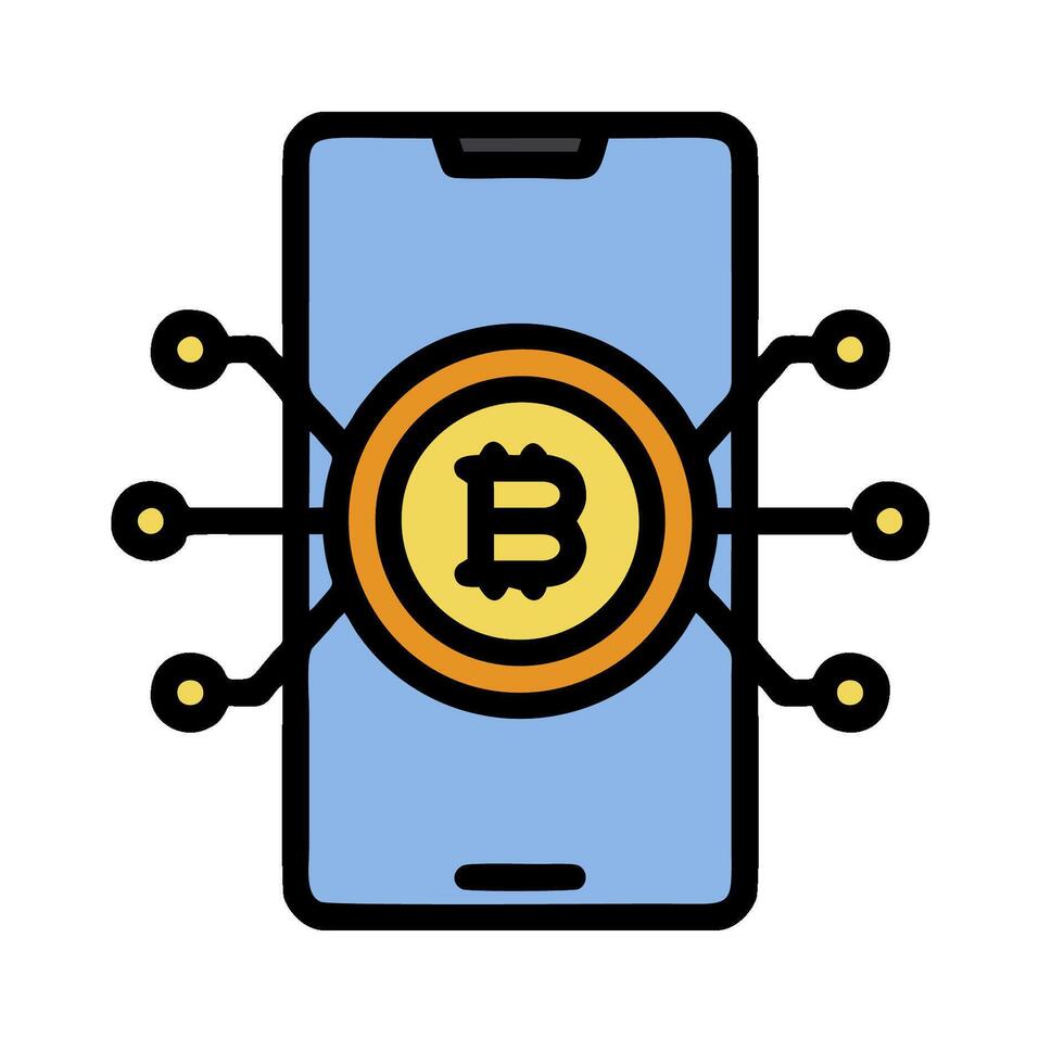 bitcoin icon on smartphone vector