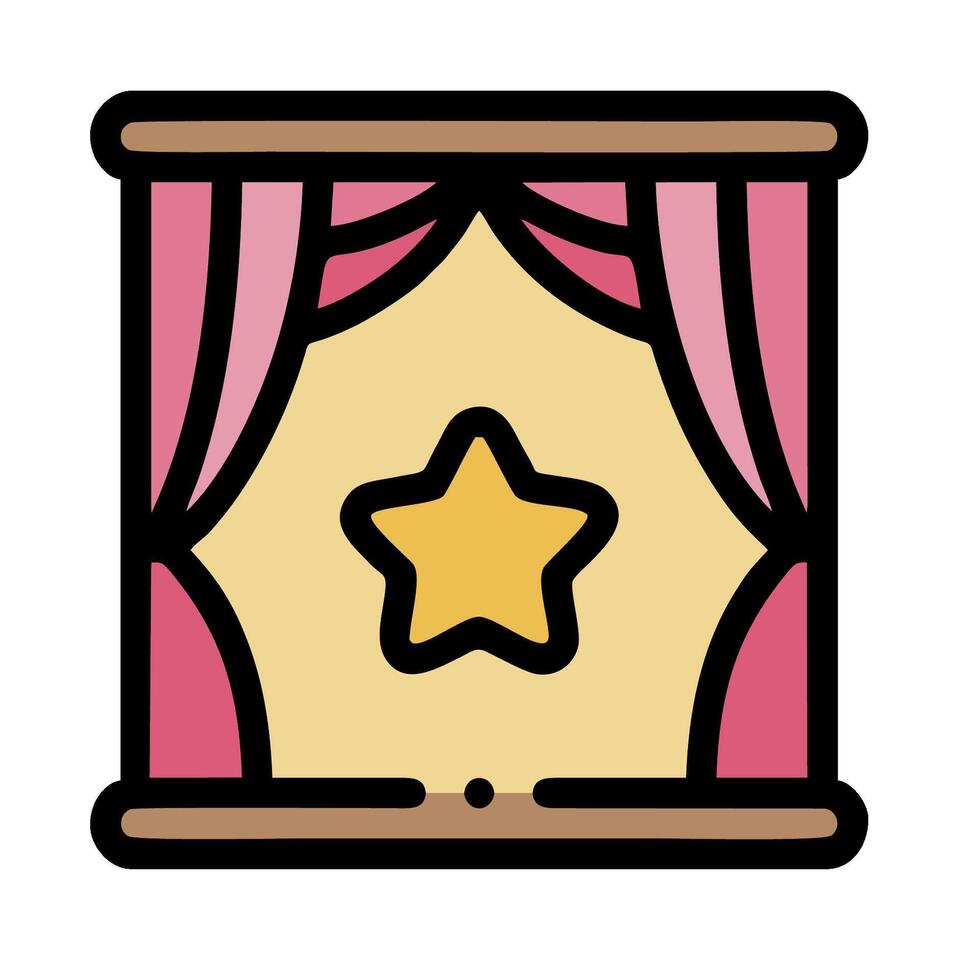 a star in a box with curtains and curtains vector