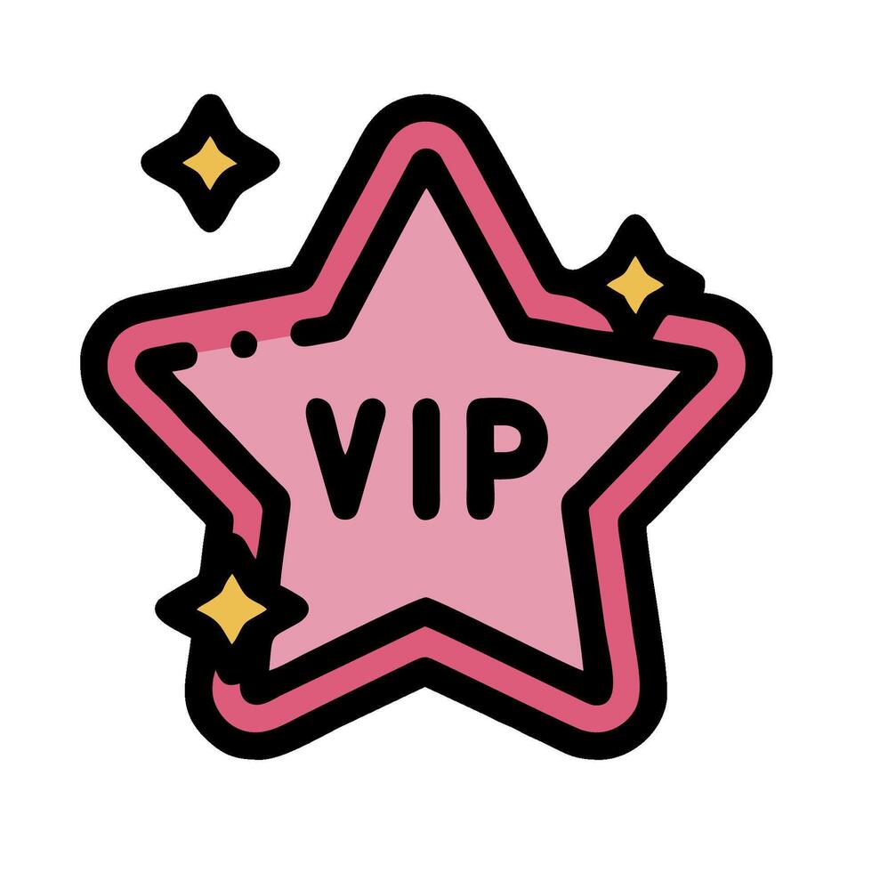 a pink star with the word vip written on it vector