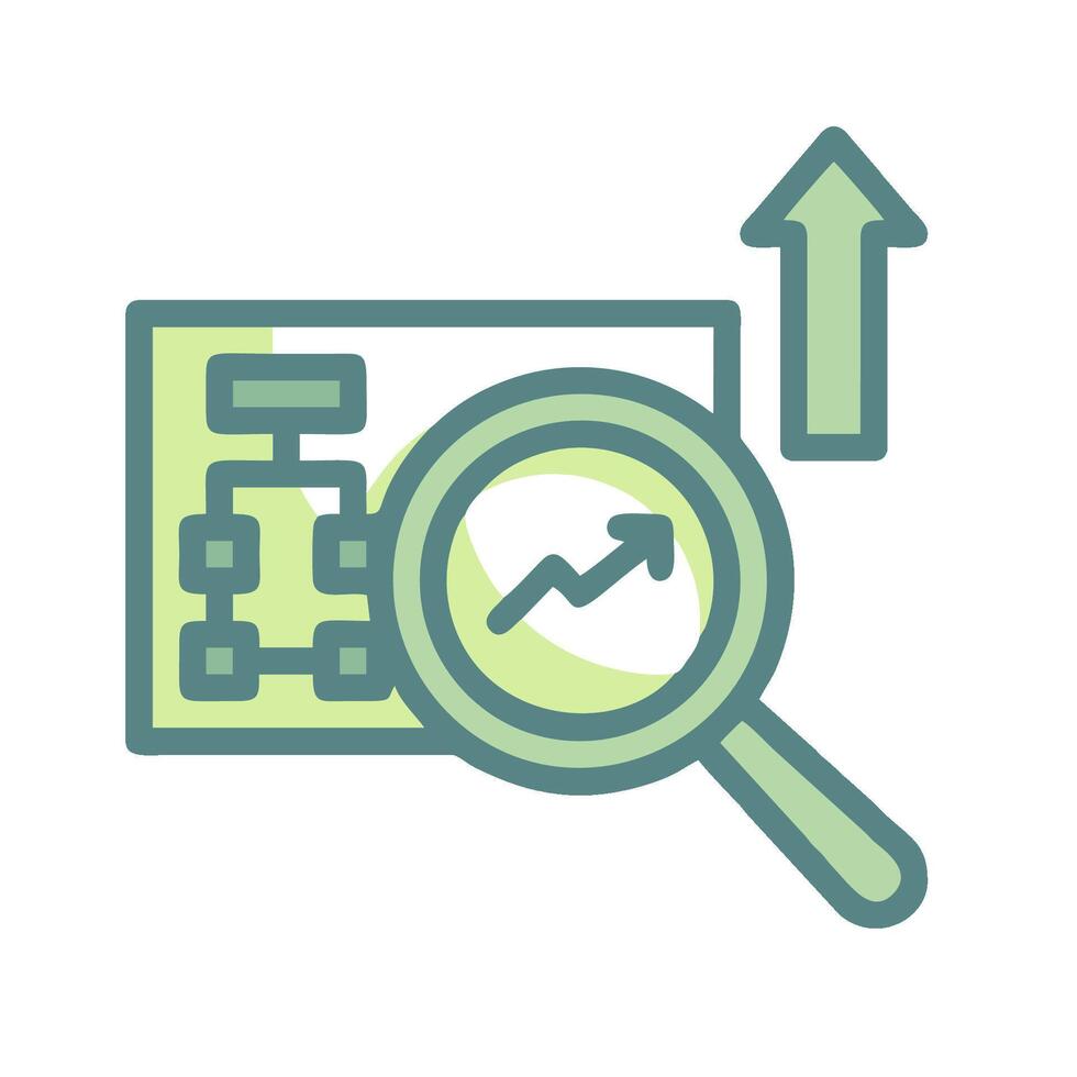magnifying icon with arrow pointing up and a graph vector