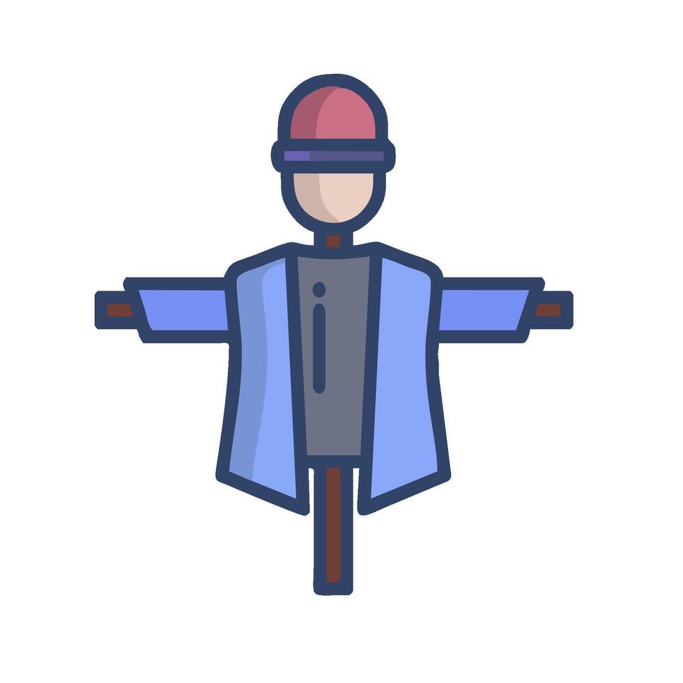 a man in a blue coat and hat is standing on a wooden post vector