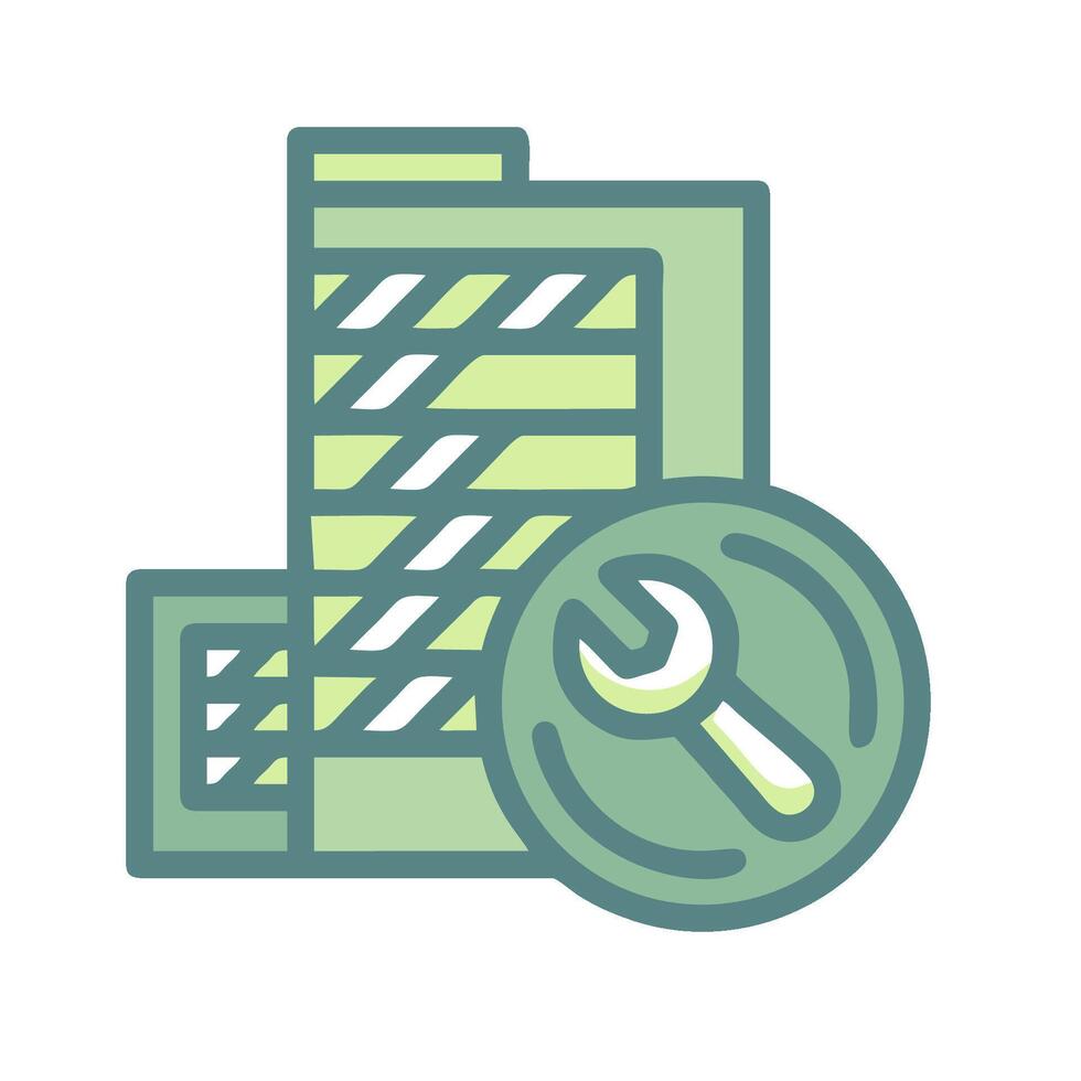 a green and white icon of a wrench and a file vector
