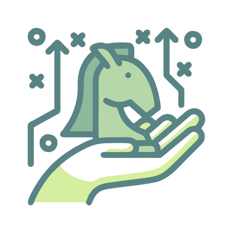 a hand holding a horse with arrows coming out of it vector