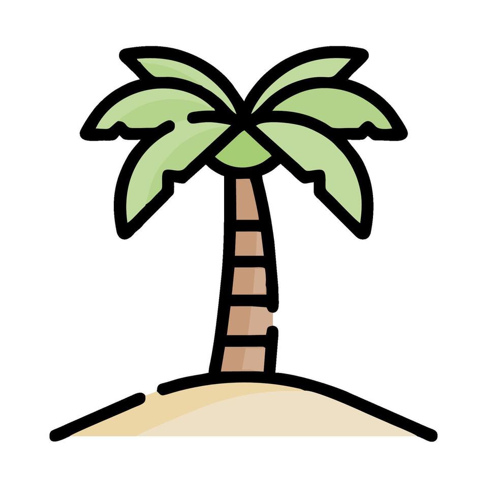 a palm tree on an island icon vector