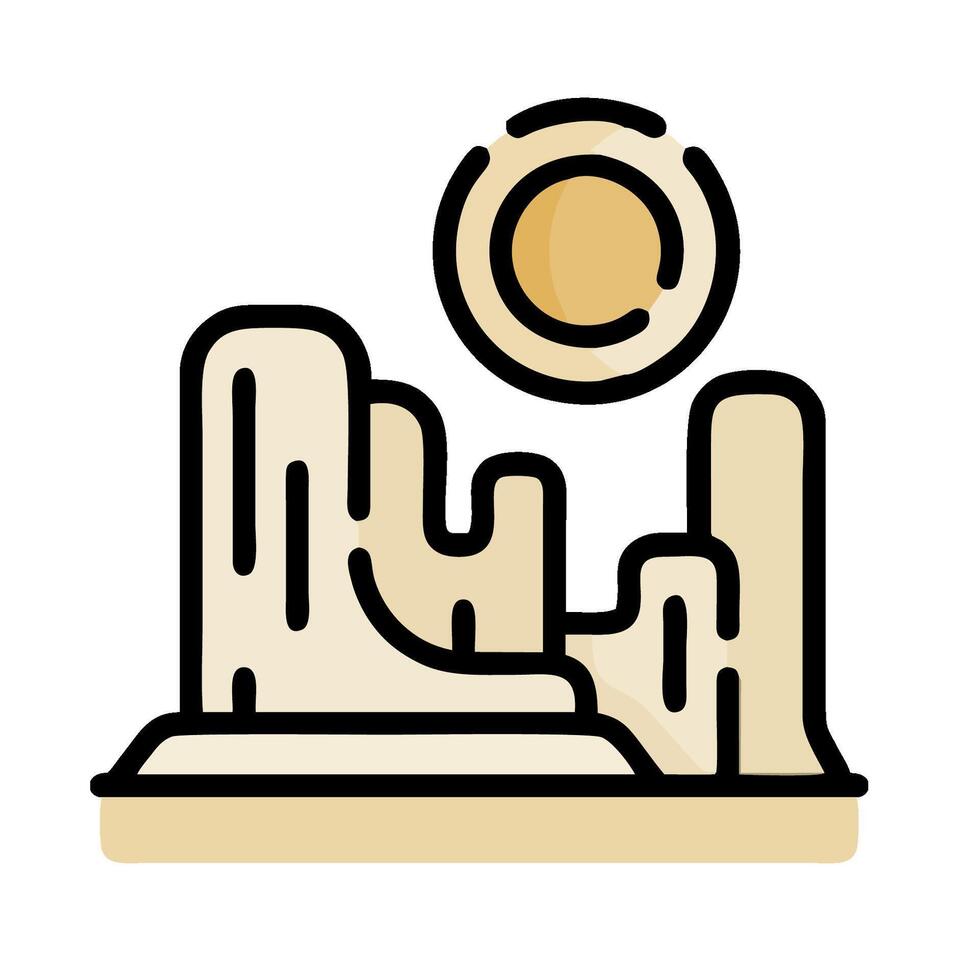 the desert landscape is shown in a line drawing vector