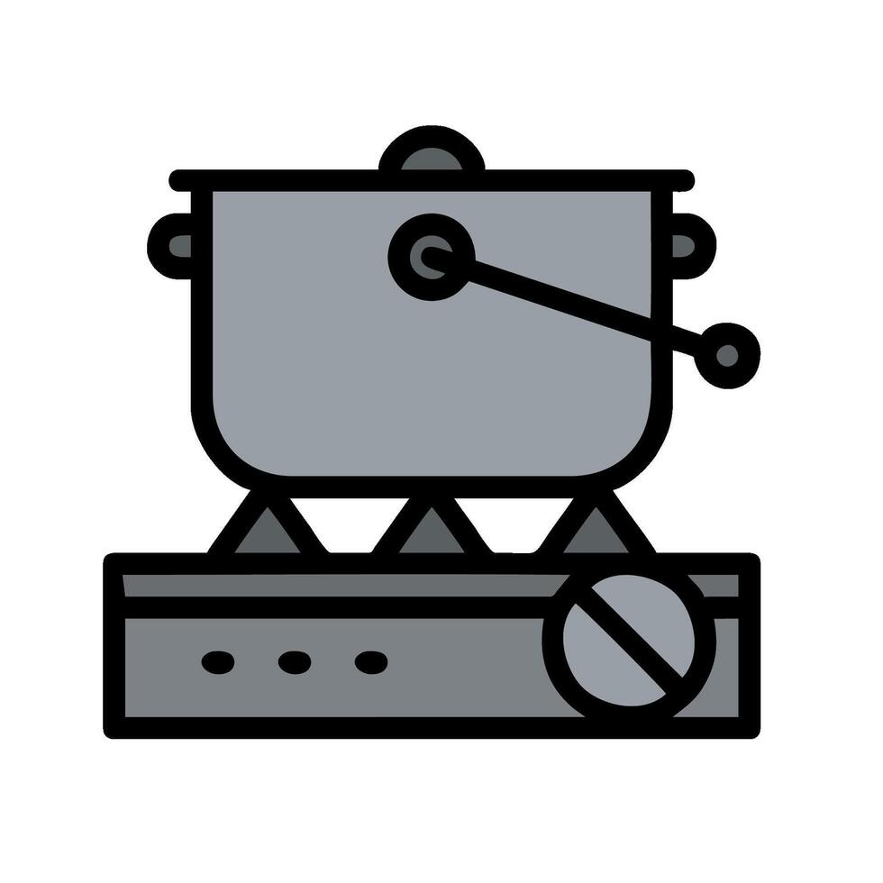 a pot on a stove with a handle vector