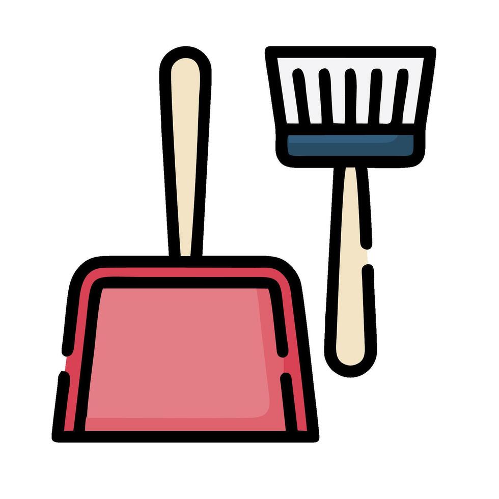 a broom and a dustpan icon on a white background vector