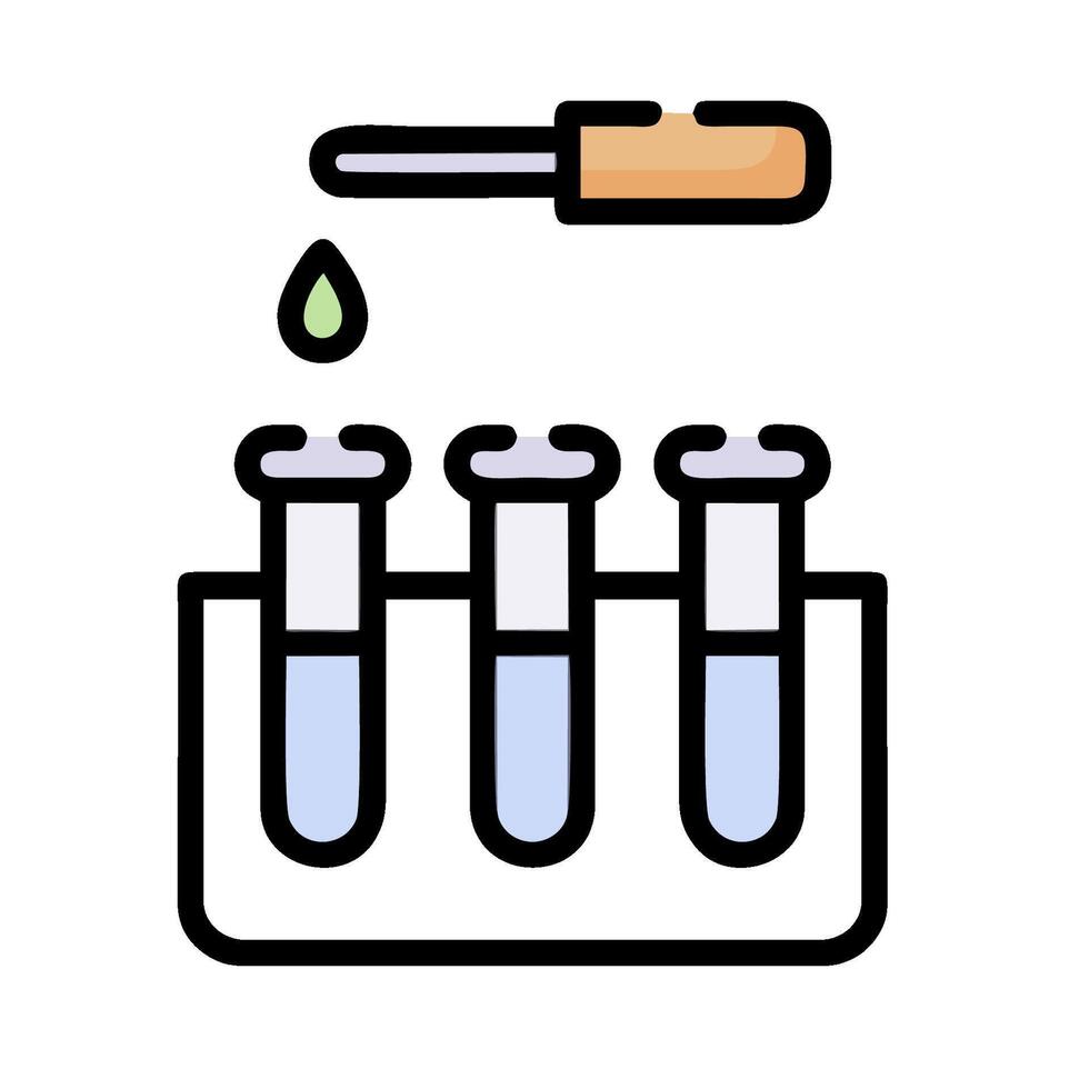 a test tube with a green liquid in it and a pipette vector
