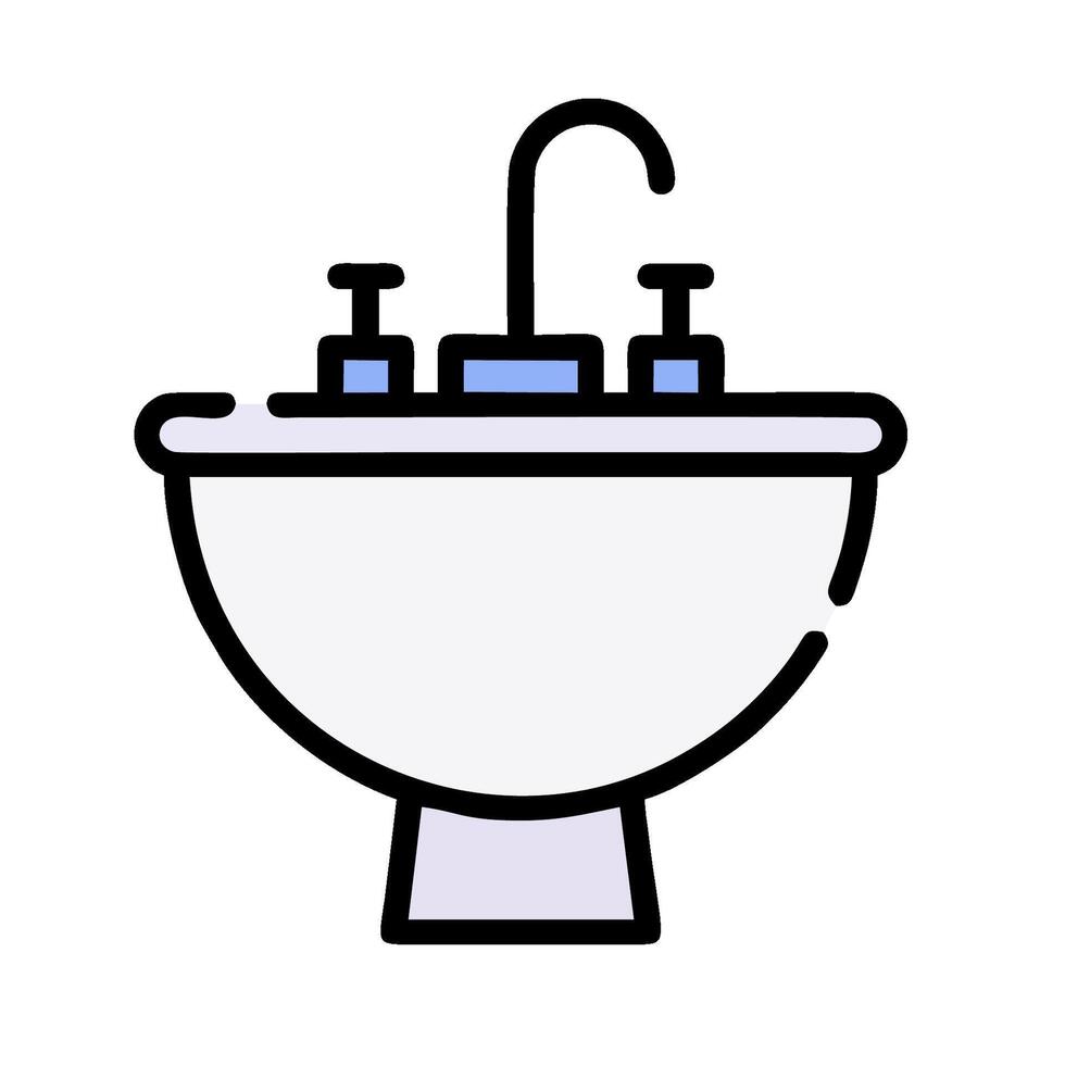 a bathroom sink with two faucets vector