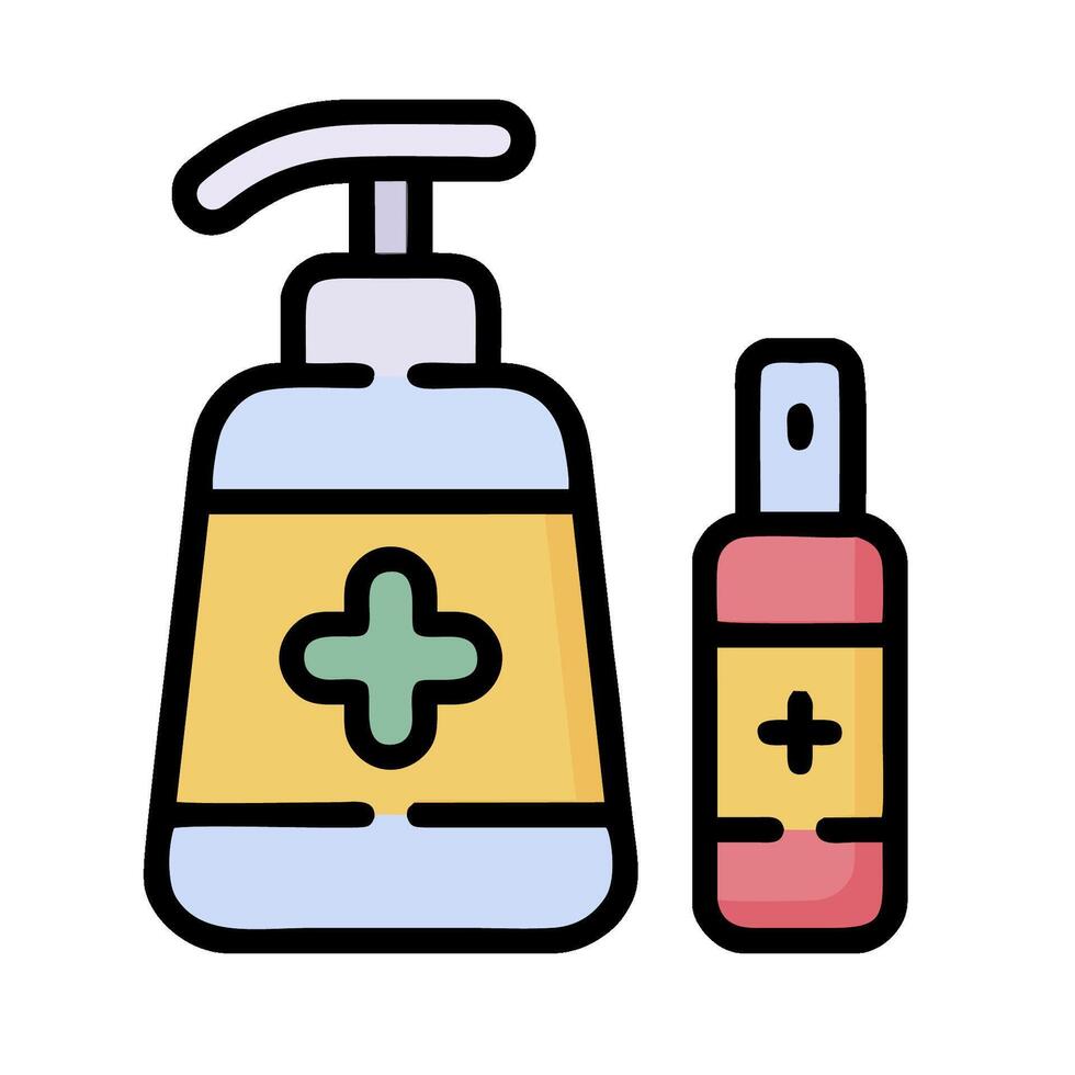 a bottle of hand sanitizer and a bottle of soap vector