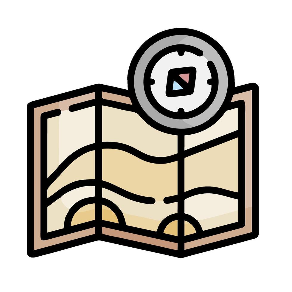 a map with a compass and a compass icon vector