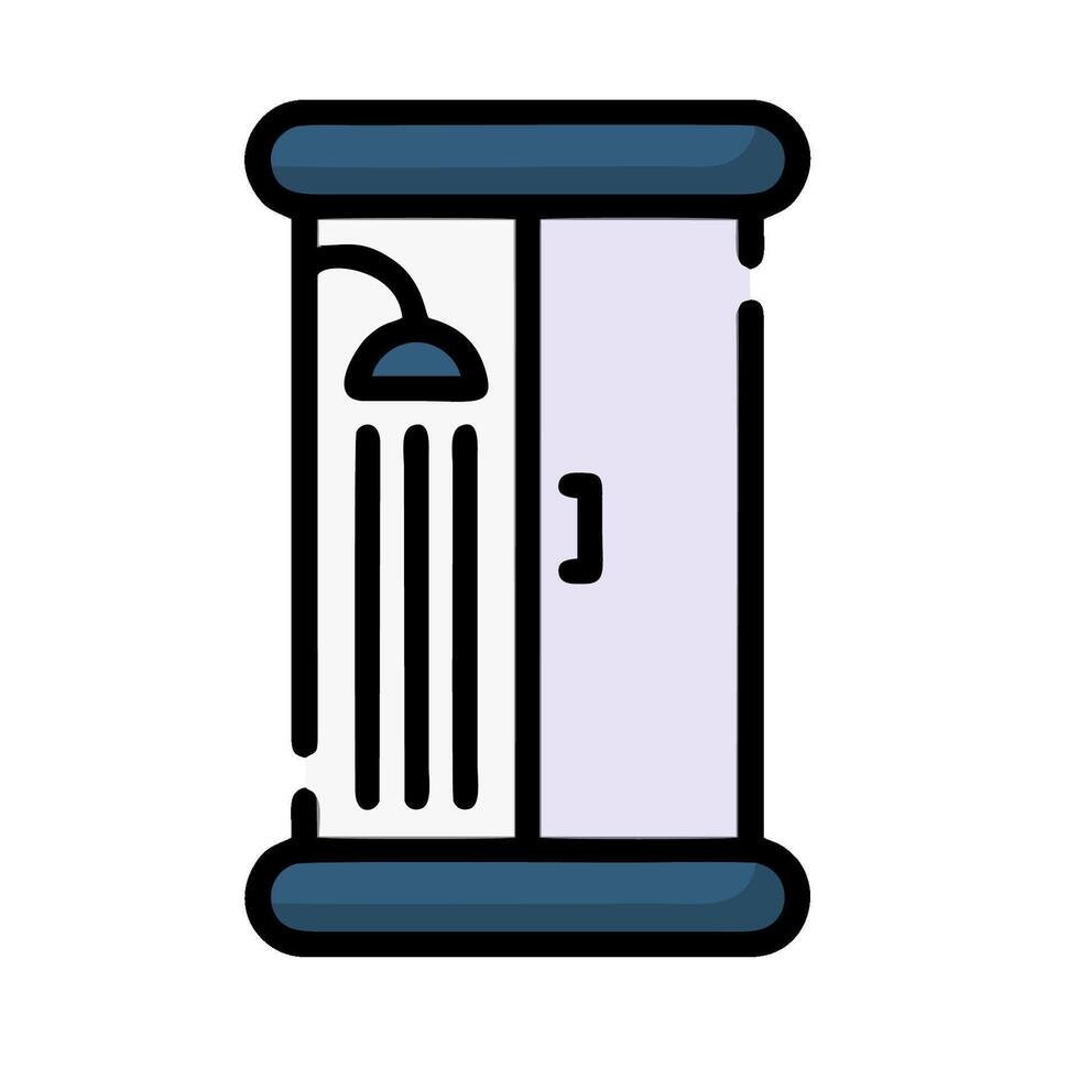 a shower with a door and a shower head vector