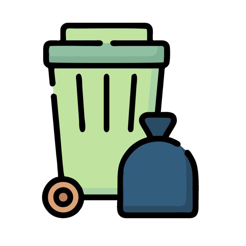 a garbage can and a bag of trash vector