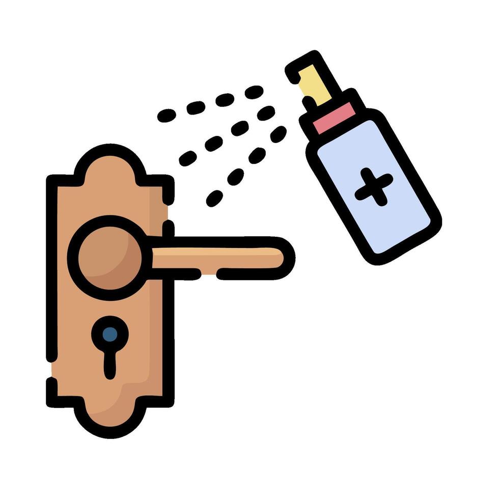 a door handle with a bottle of hand sanitizer vector