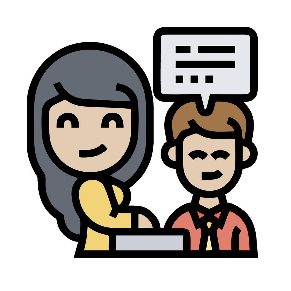 a cartoon woman and man are talking to each other vector