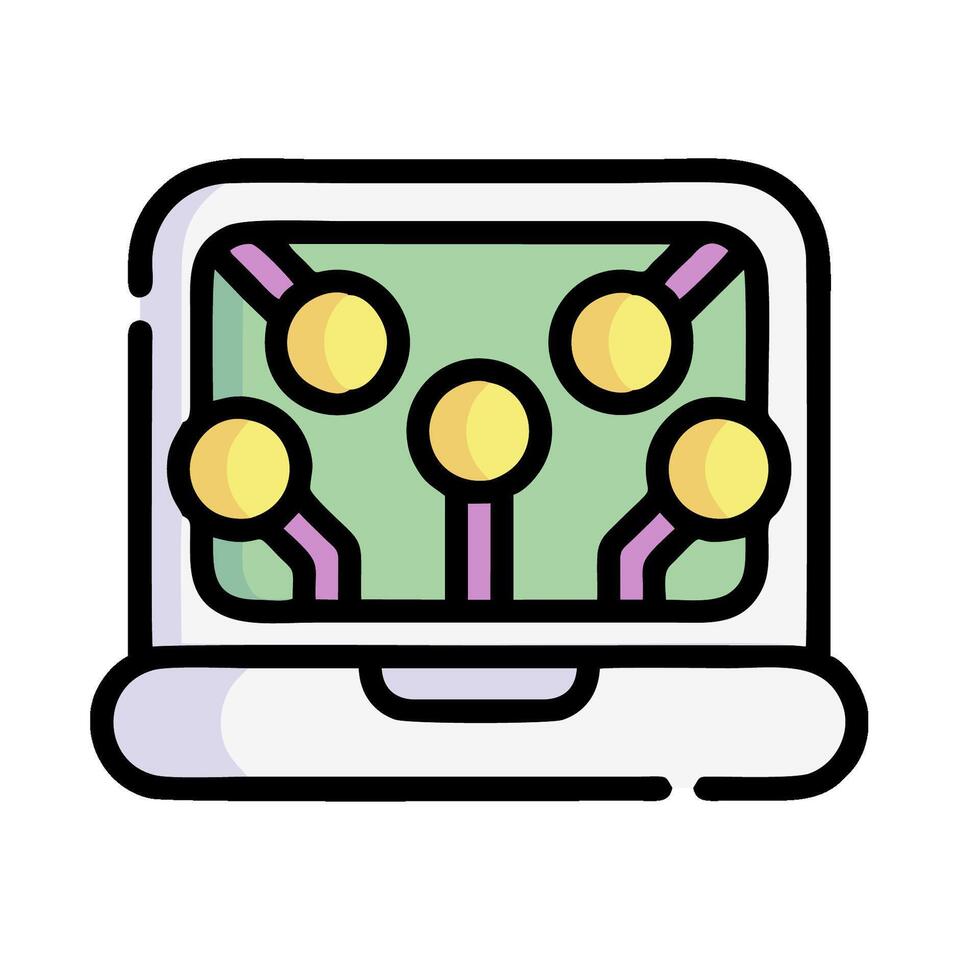 a laptop with a circuit board on it vector