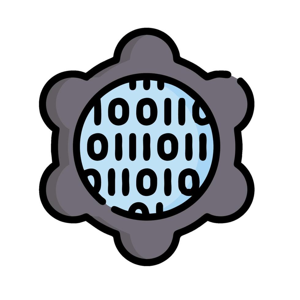 un engranaje rueda con binario código en eso vector