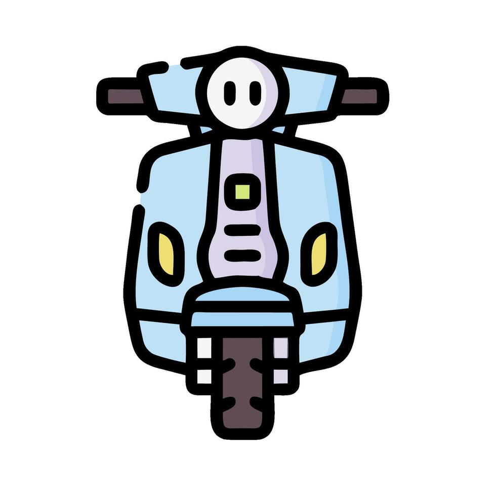 a cartoon scooter with a smiley face on the front vector