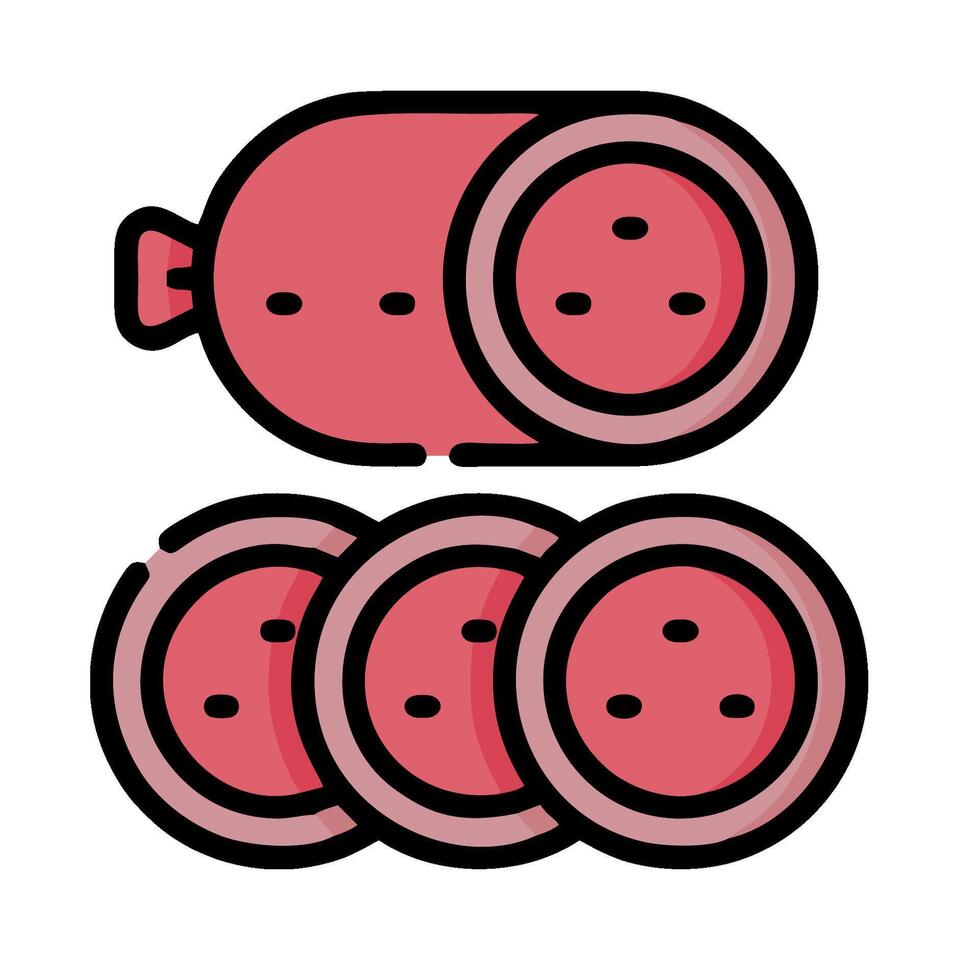 a group of slices of meat with a red face vector