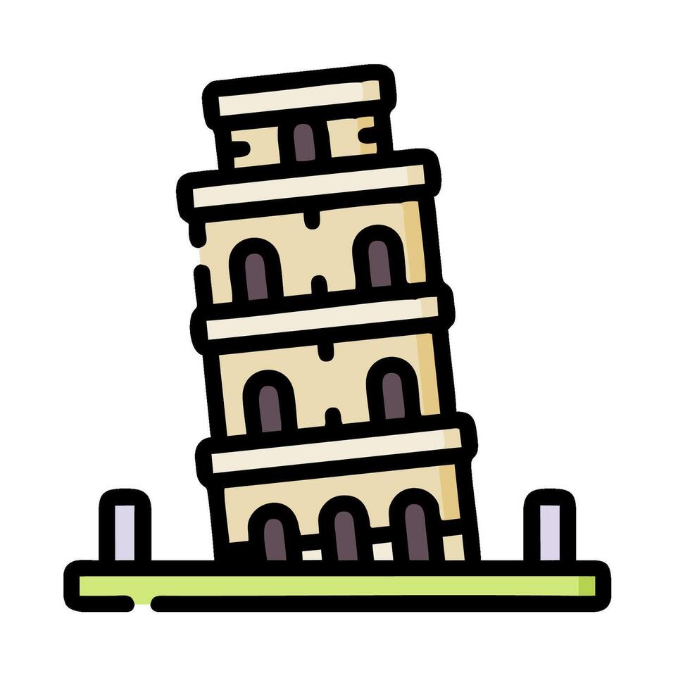 the leaning tower of pisa icon illustration vector