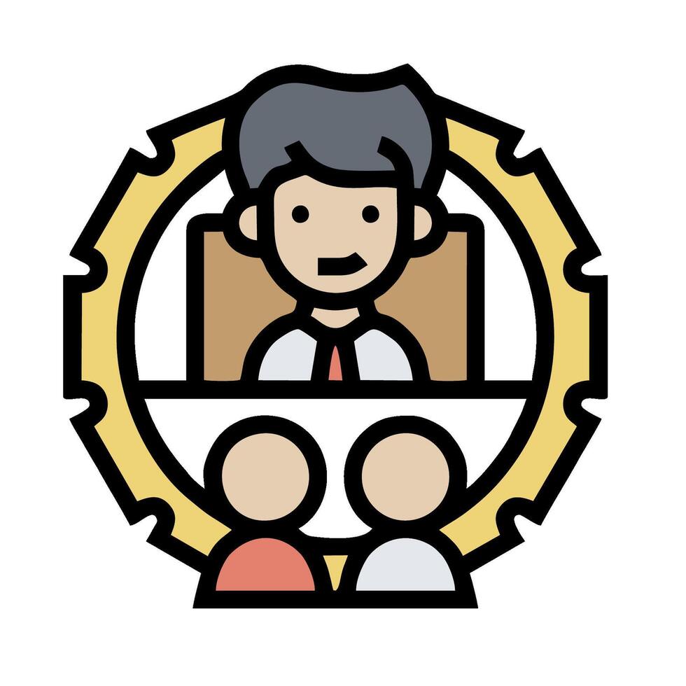 a cartoon man sitting at a table with two people vector