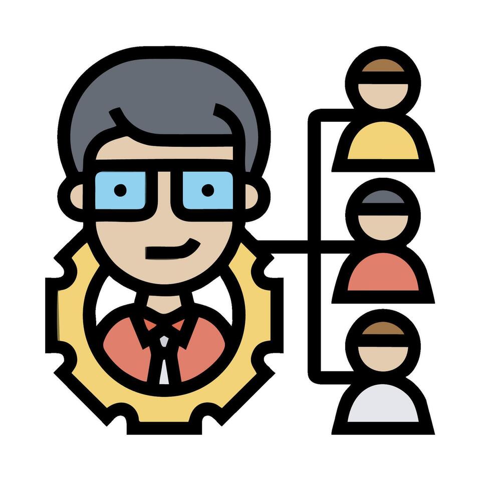 a man with glasses and a group of people around him vector