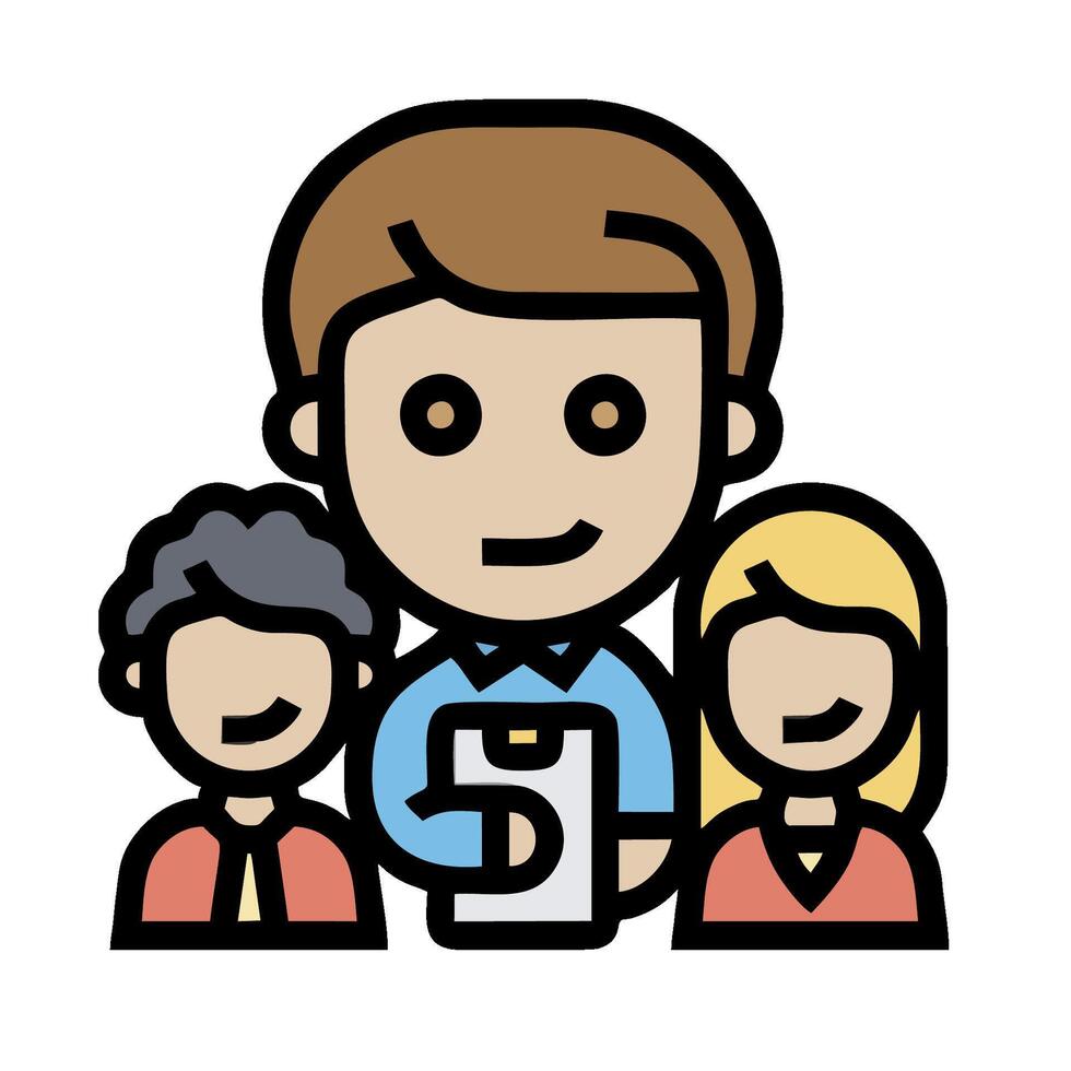 a man and two women are holding a clipboard vector