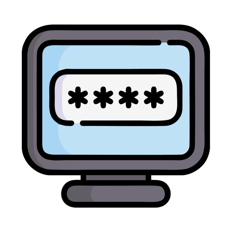 a computer screen with a password symbol on it vector