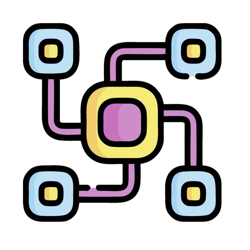 a colorful icon of a computer network vector