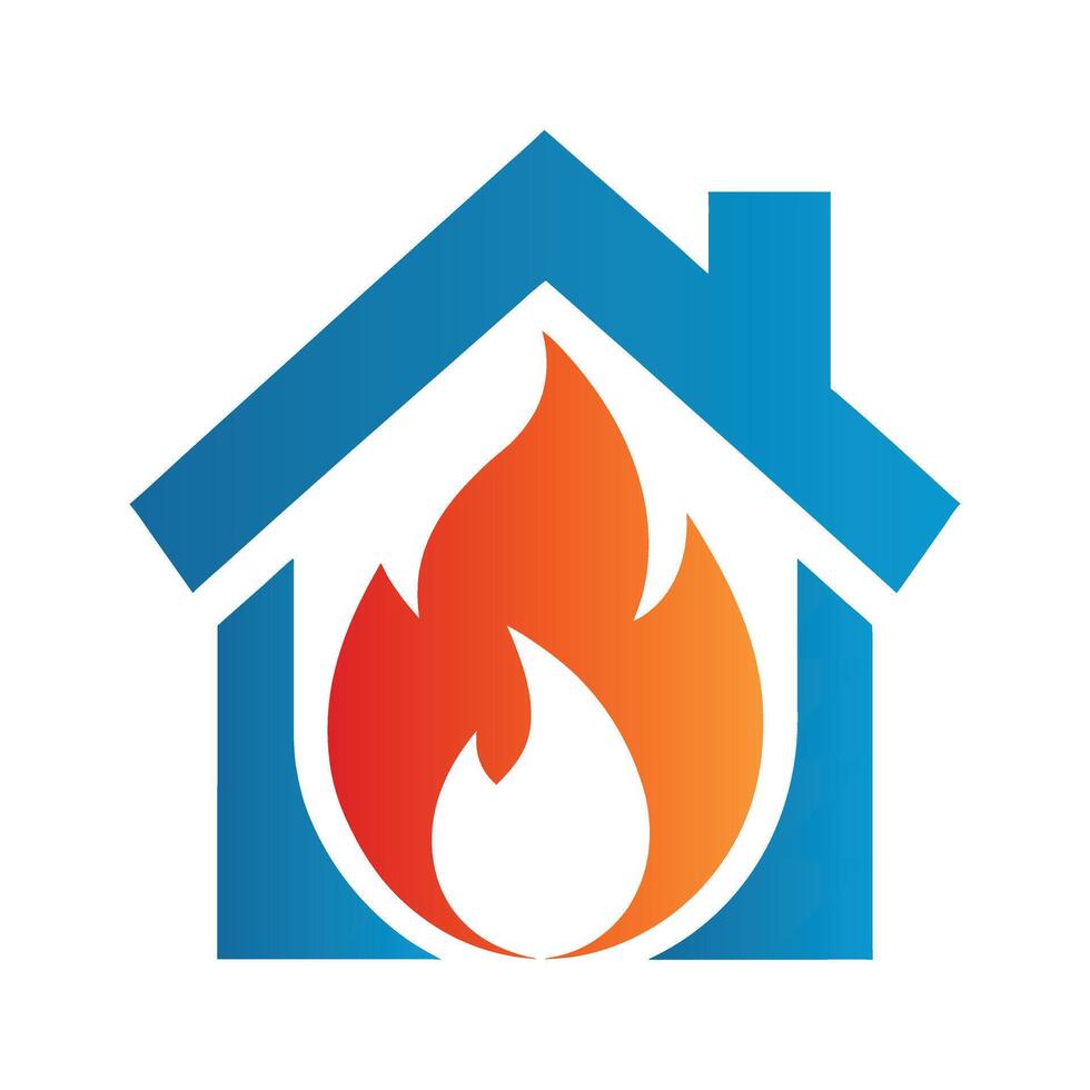 Fire and smoke inside a house logo vector