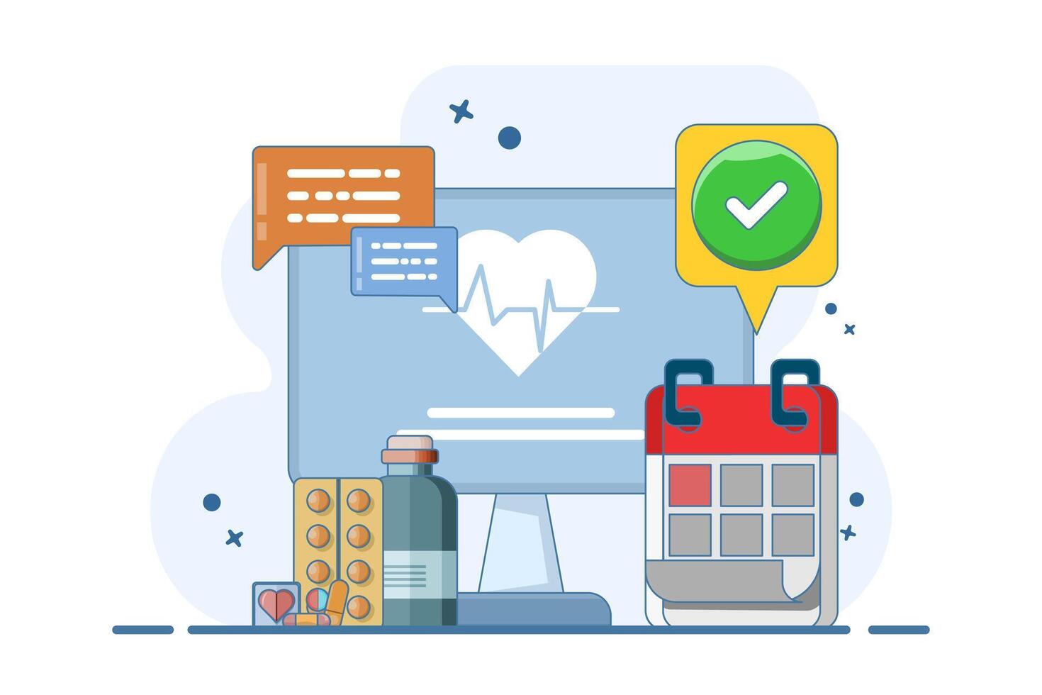 Concept of online medical consultation on mobile application via mobile screen. Online medical clinic, telemedicine, online healthcare, online doctor consultation, digital health. vector