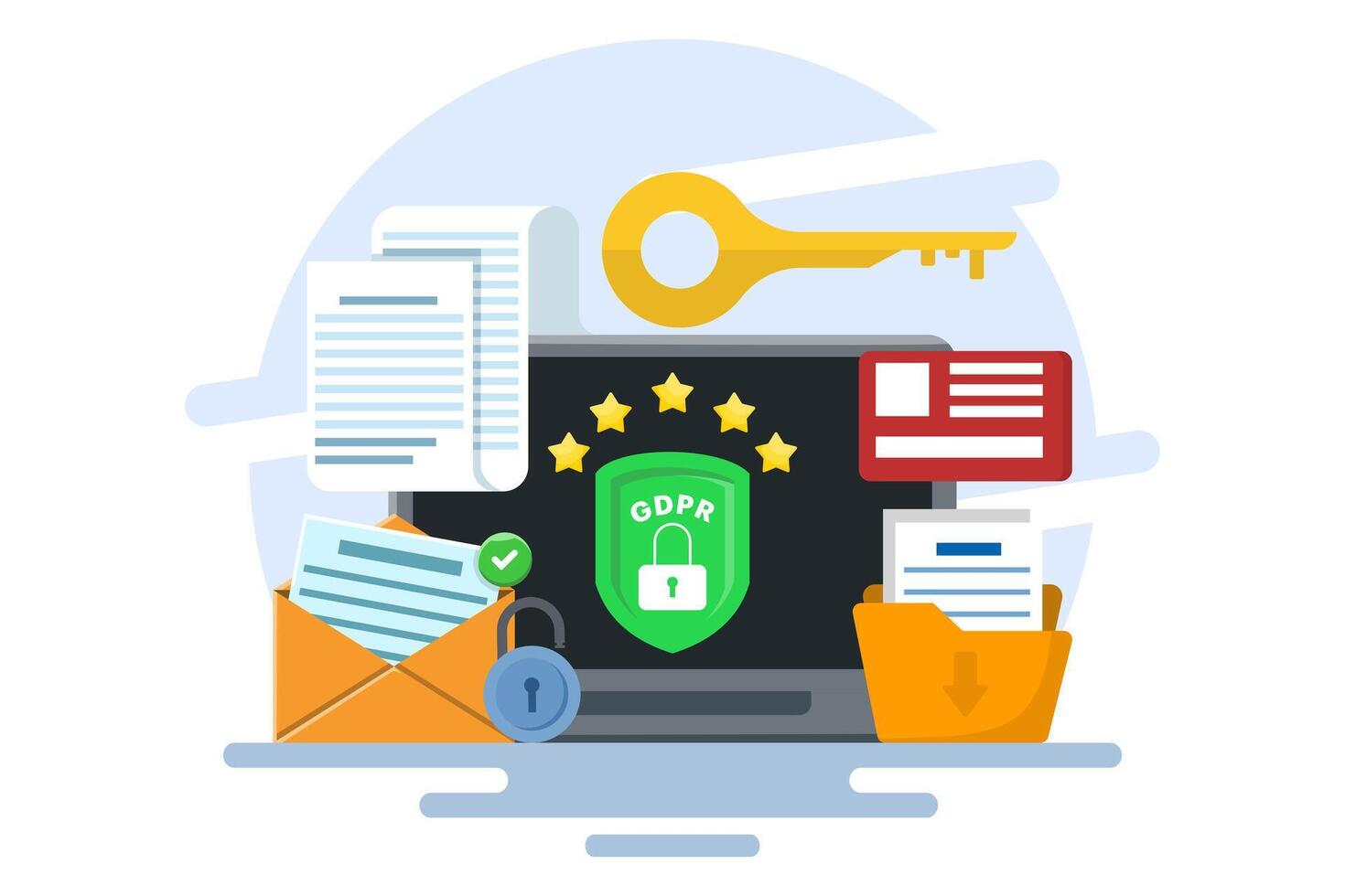 GDPR Concept, General Data Protection Regulation, Network data security, Confidential data protection, Web security, Security technology, Personal information. Protecting against information leakage. vector