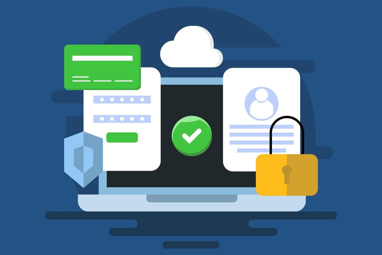 Data security system concept, Protecting data from cyber attacks ...