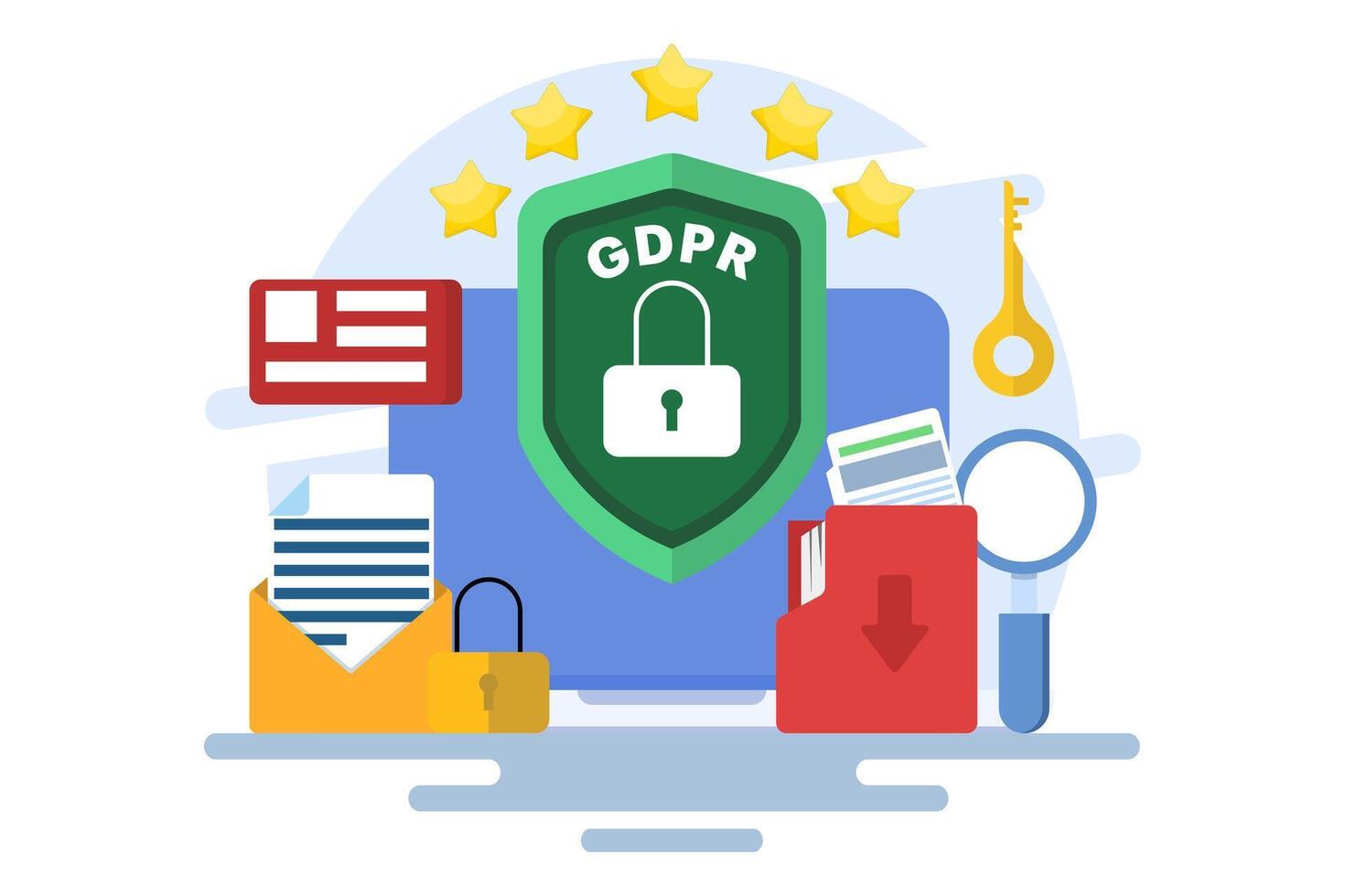 GDPR Concept, General Data Protection Regulation, Network data security, Confidential data protection, Web security, Security technology, Personal information. Protecting against information leakage. vector