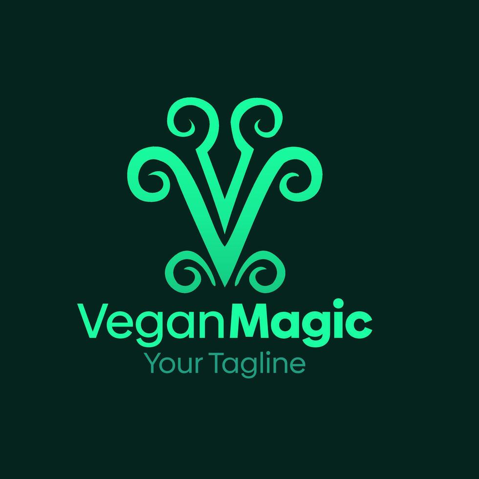 Vegan magic logo design vector