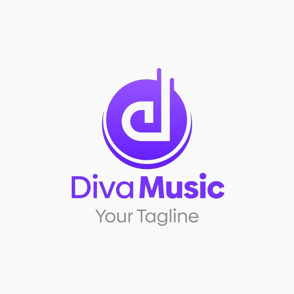 Diva music logo design vector