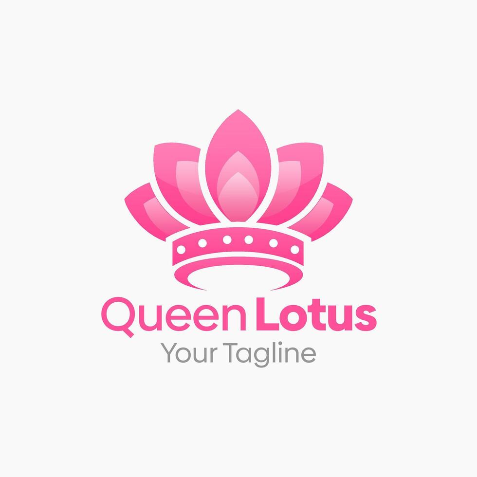 Queen lotus logo design vector