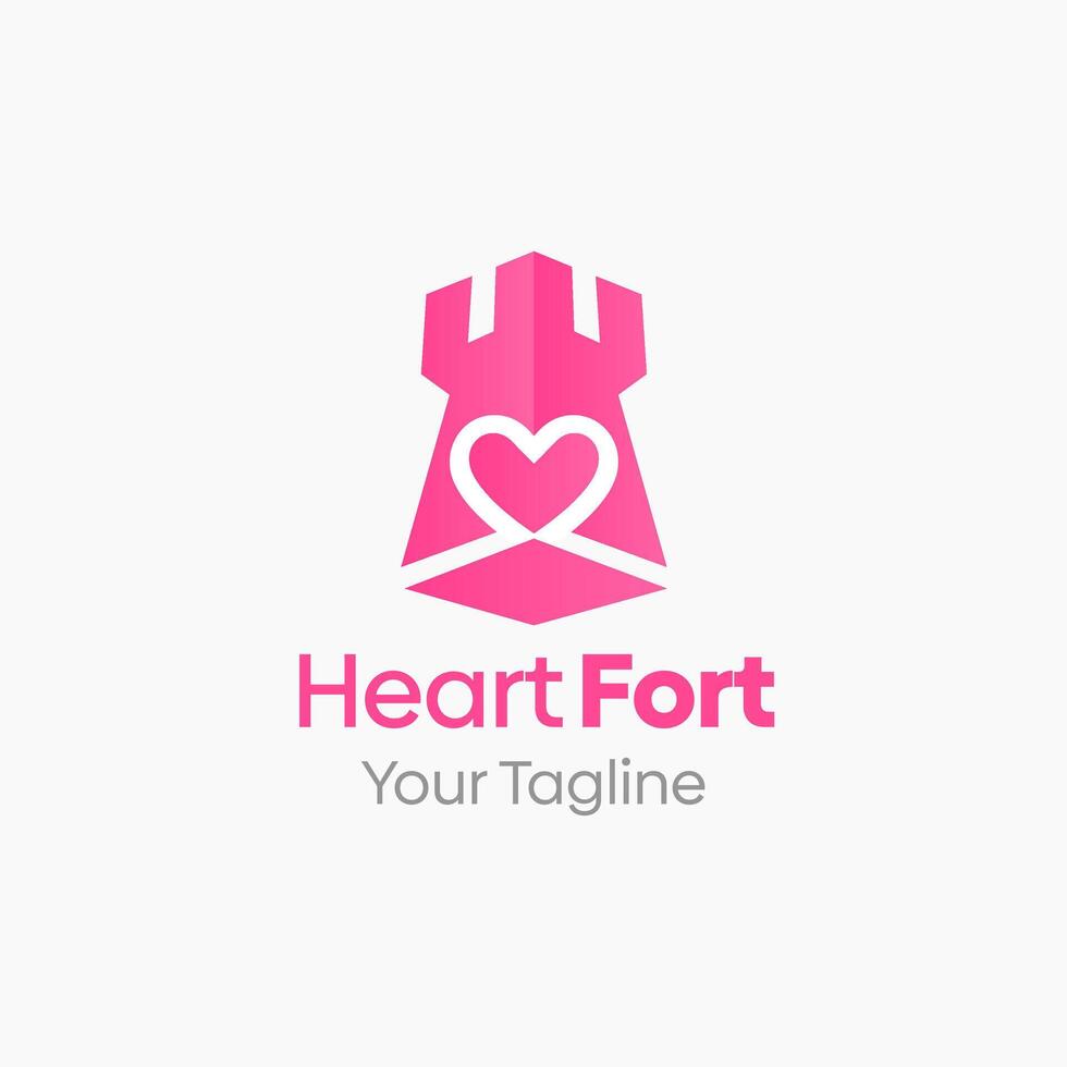 Heart fort logo design vector
