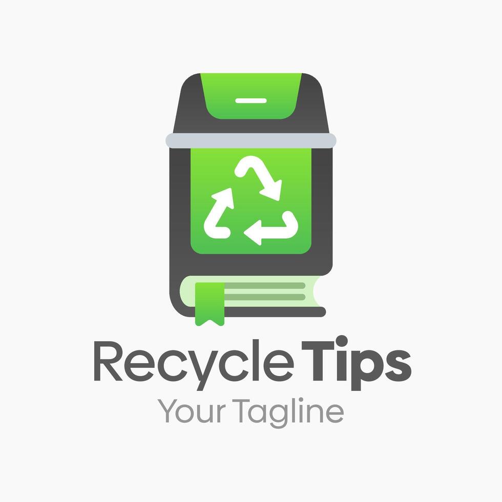 A green book with a recycle tips logo vector