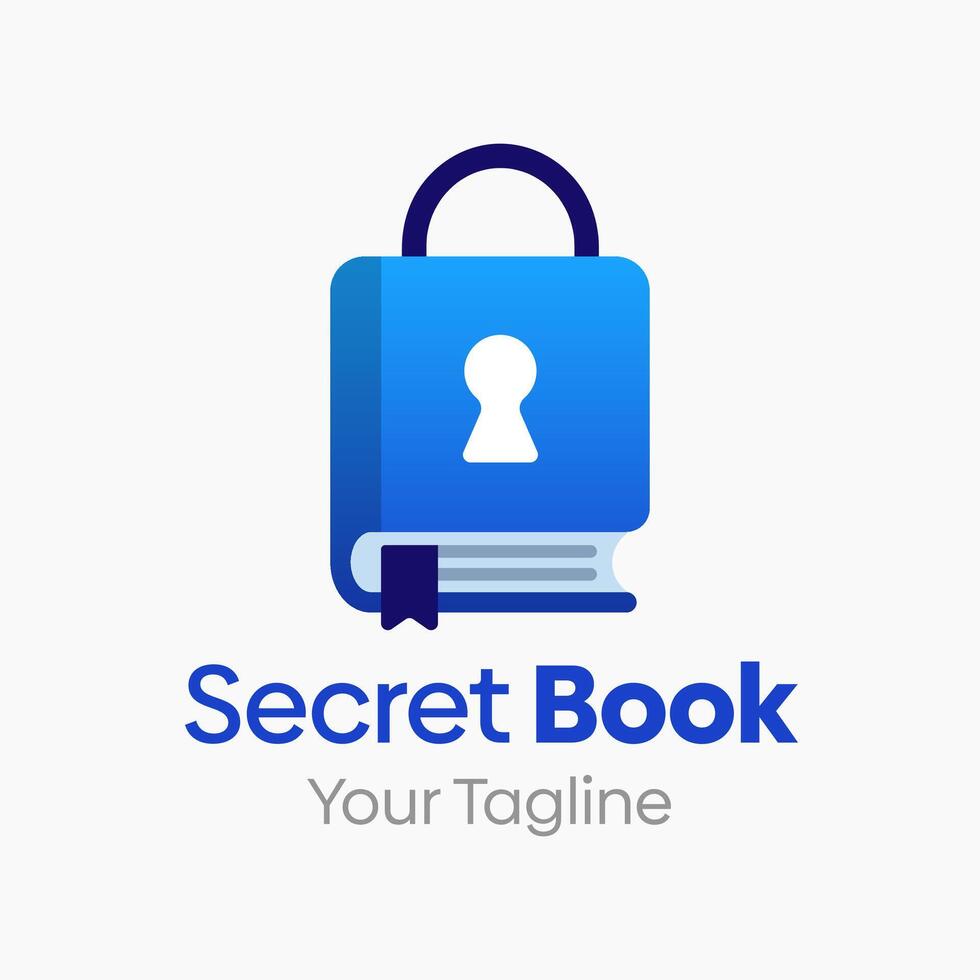A blue book with a lock on it and the words secret book vector