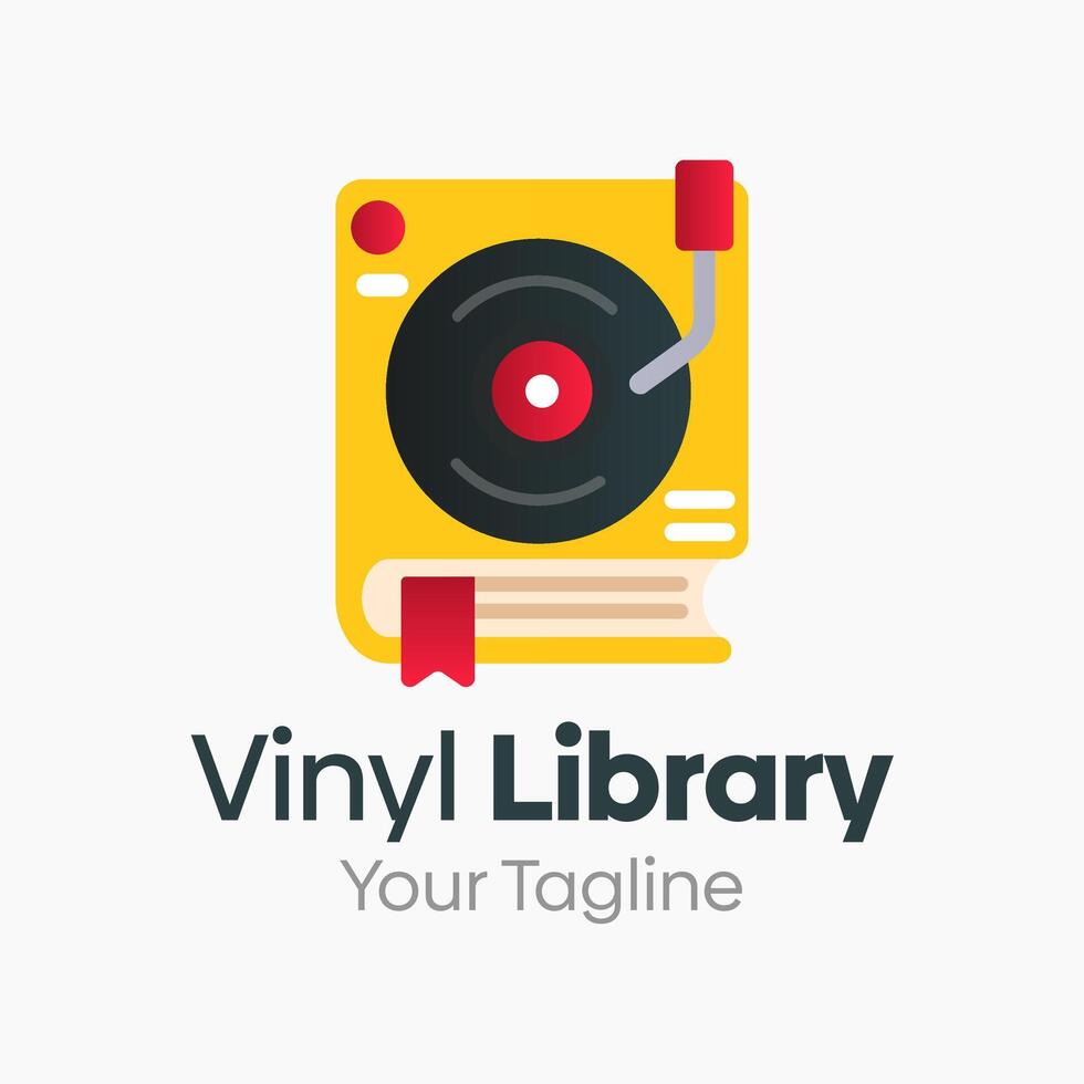 Vinyl library logo template vector