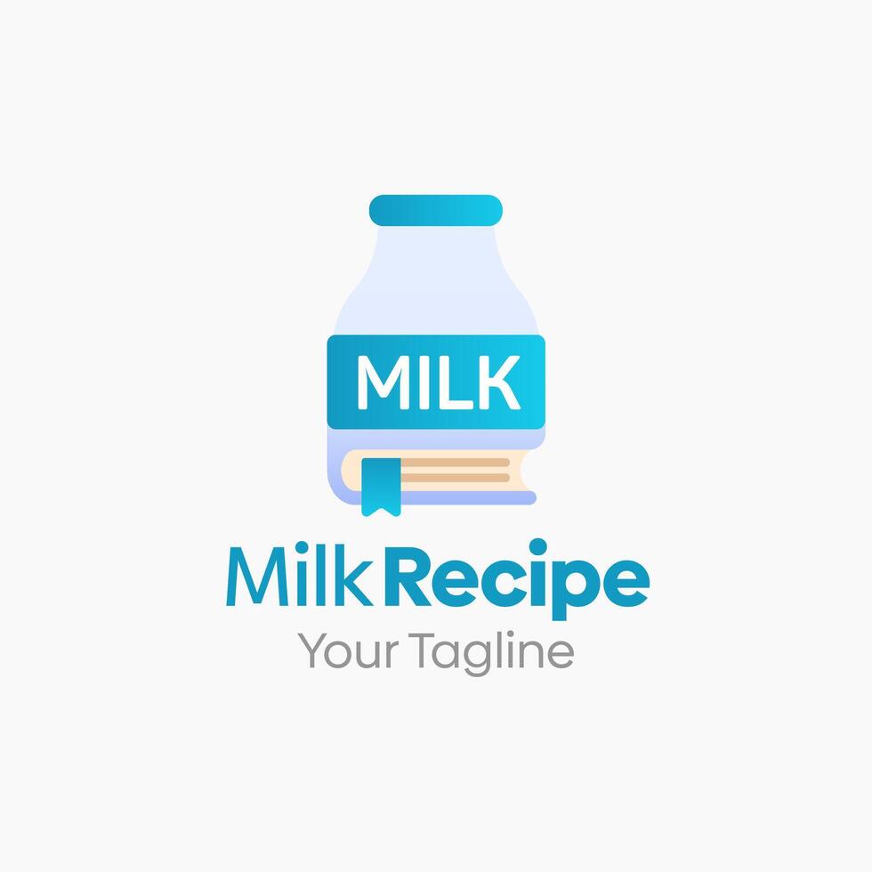 A milk recipe logo with a jar and a spoon vector