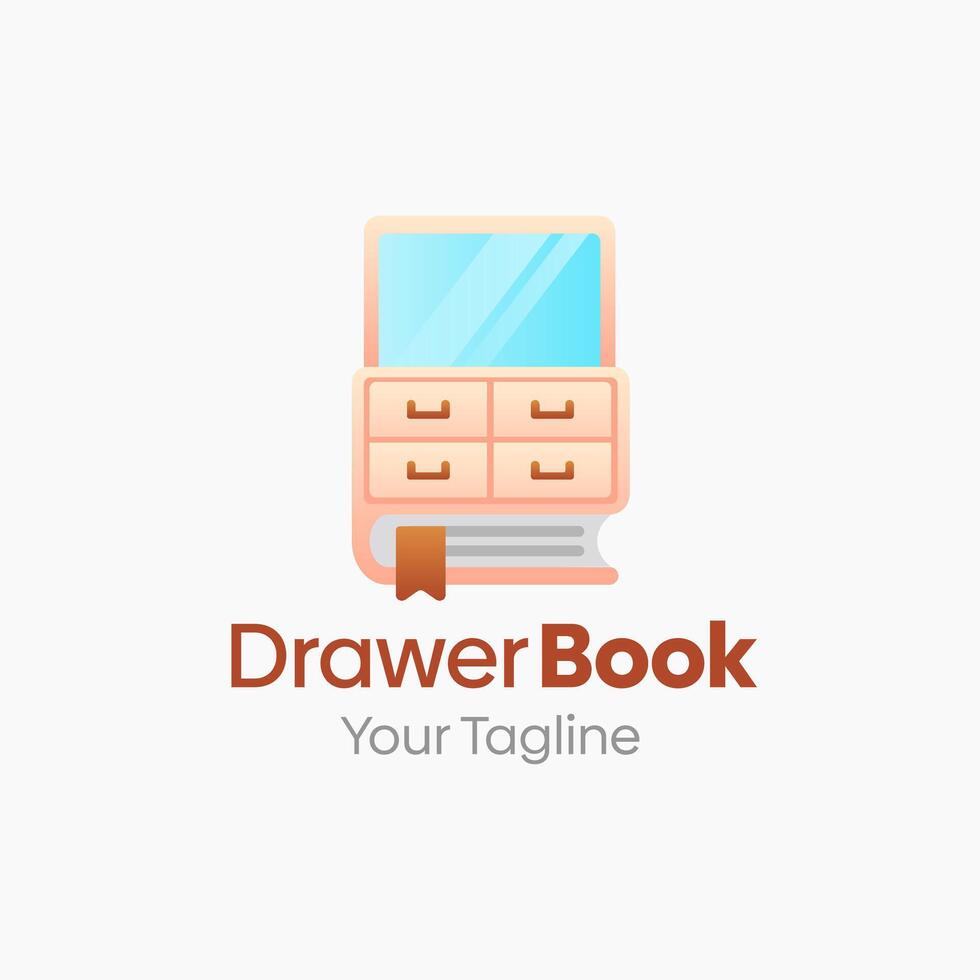 Drawer book logo design vector