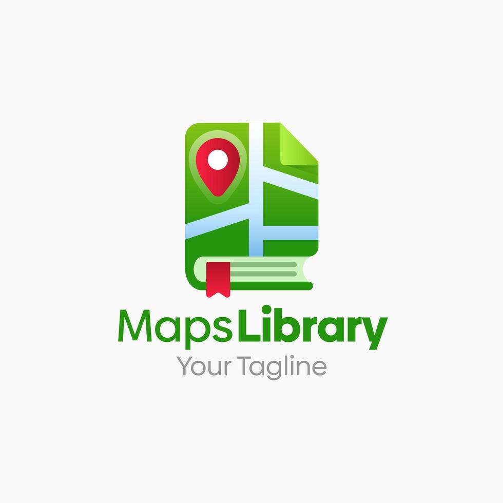 A map library logo with a green and white background vector